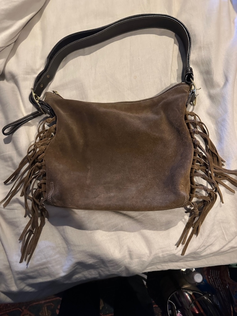Coach Brown Suede Fringe Shoulder Bag